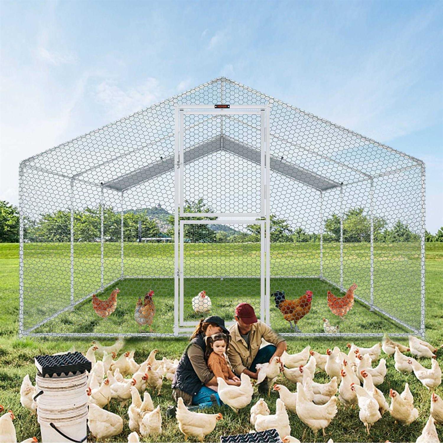 Alternative view of VEVOR Large Metal Chicken Coop with Run Walkin Poultry Cage for Yard Waterproof Cover