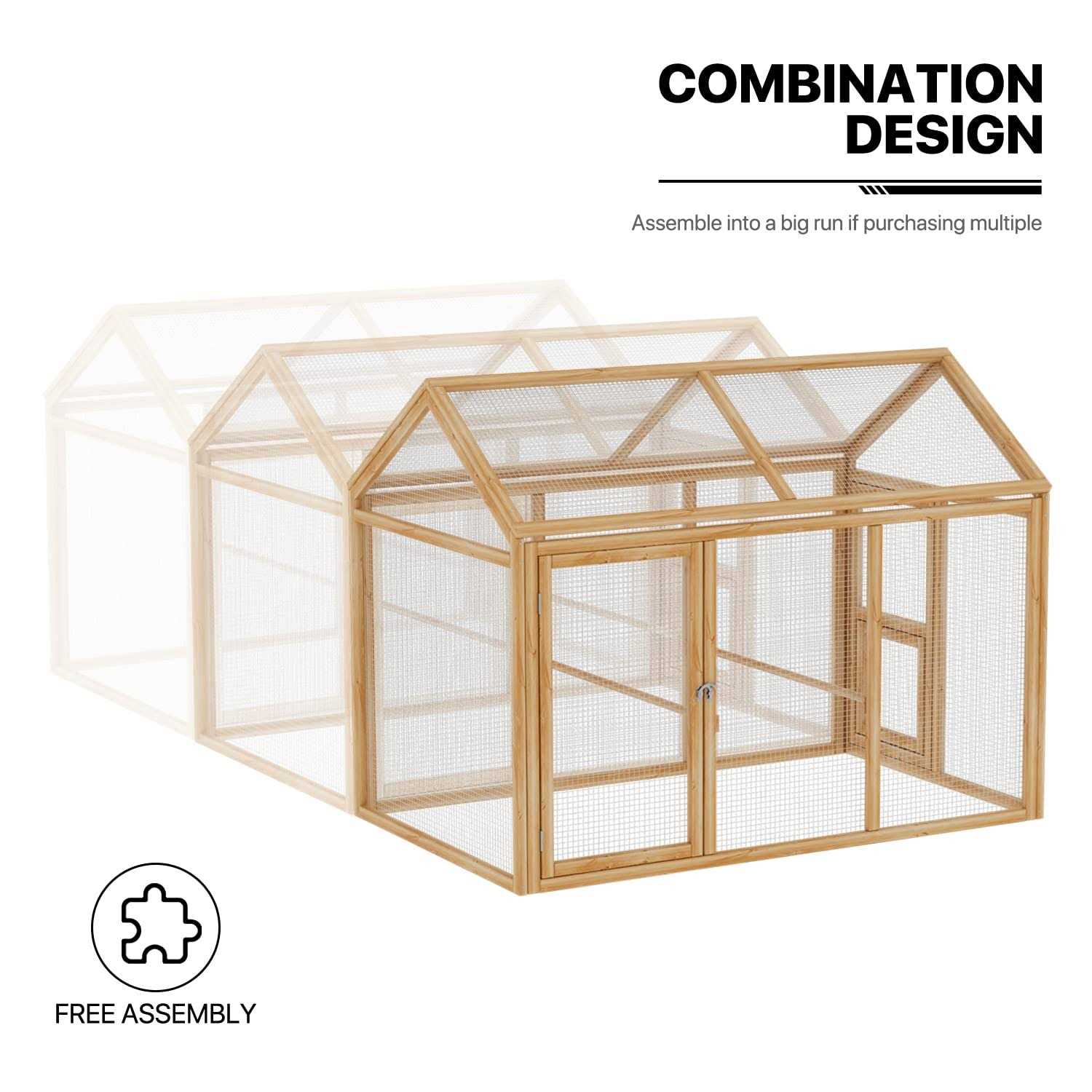 Alternative view of MoNiBloom Outdoor Chicken Coop Large Hen House Poultry Cage with Roosting Rods
