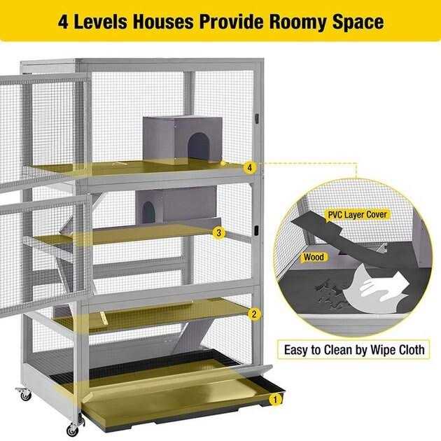 Alternative view of Aivituvin Large Wooden Chinchilla Ferret Cage AIR56