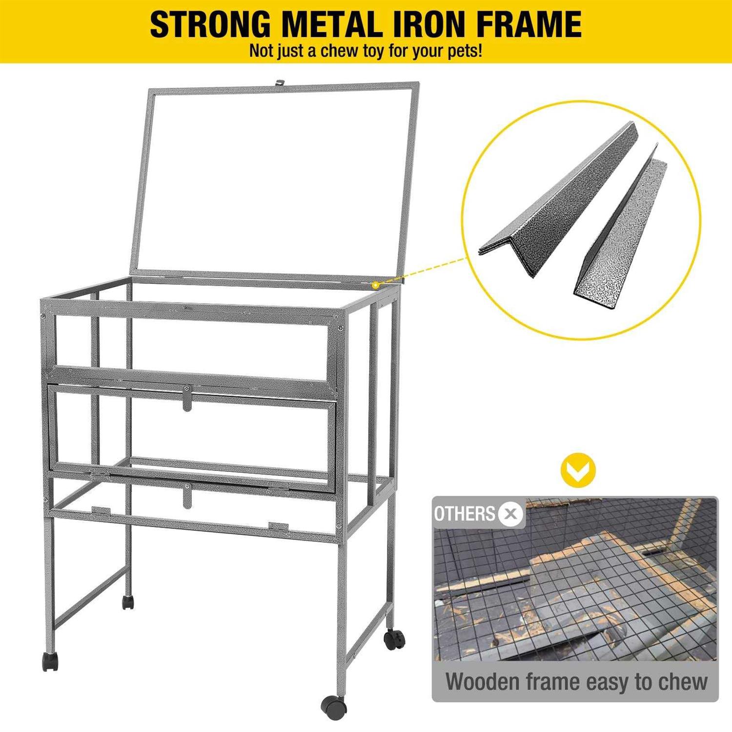 Alternative view of Aivituvin Hamster Cage Large Guinea Pig Cage with Metal Frame Movable Rat Habitat with Aluminium Alloy Edge,Plastic Deep Not Leakage Pull Out Tray,Storage
