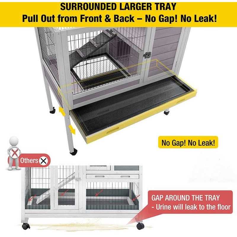 Alternative view of Aivituvin Small Rabbit Hutch with Pull Out Tray AIR53