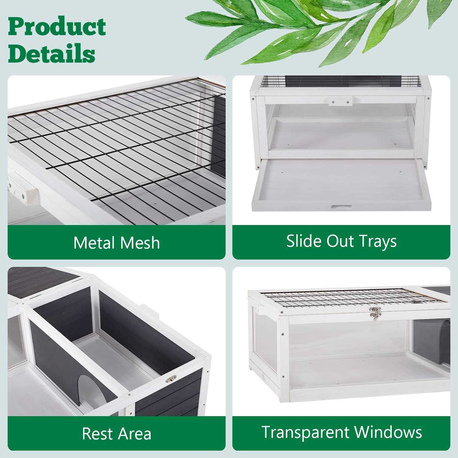 Alternative view of Wooden Tortoise Habitat Indoor & Outdoor Large Transparent Tortoise Enclosure