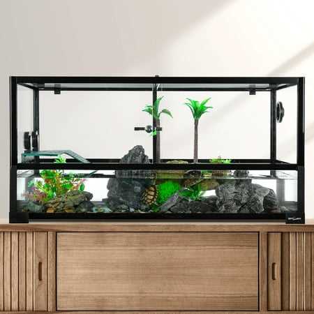 50 Gallon Large Turtle Tank Aquarium, 36 inch18 inch18 inch Tortoise Habitat Water-Land Ecological Turtle Tank with Drainage System Aquatic Turtle