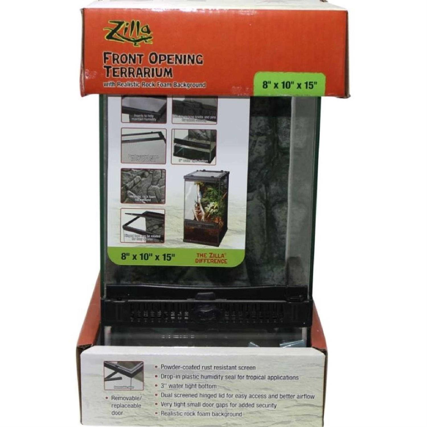 Zilla Front Opening Terrarium with Realistic Rock Foam Background