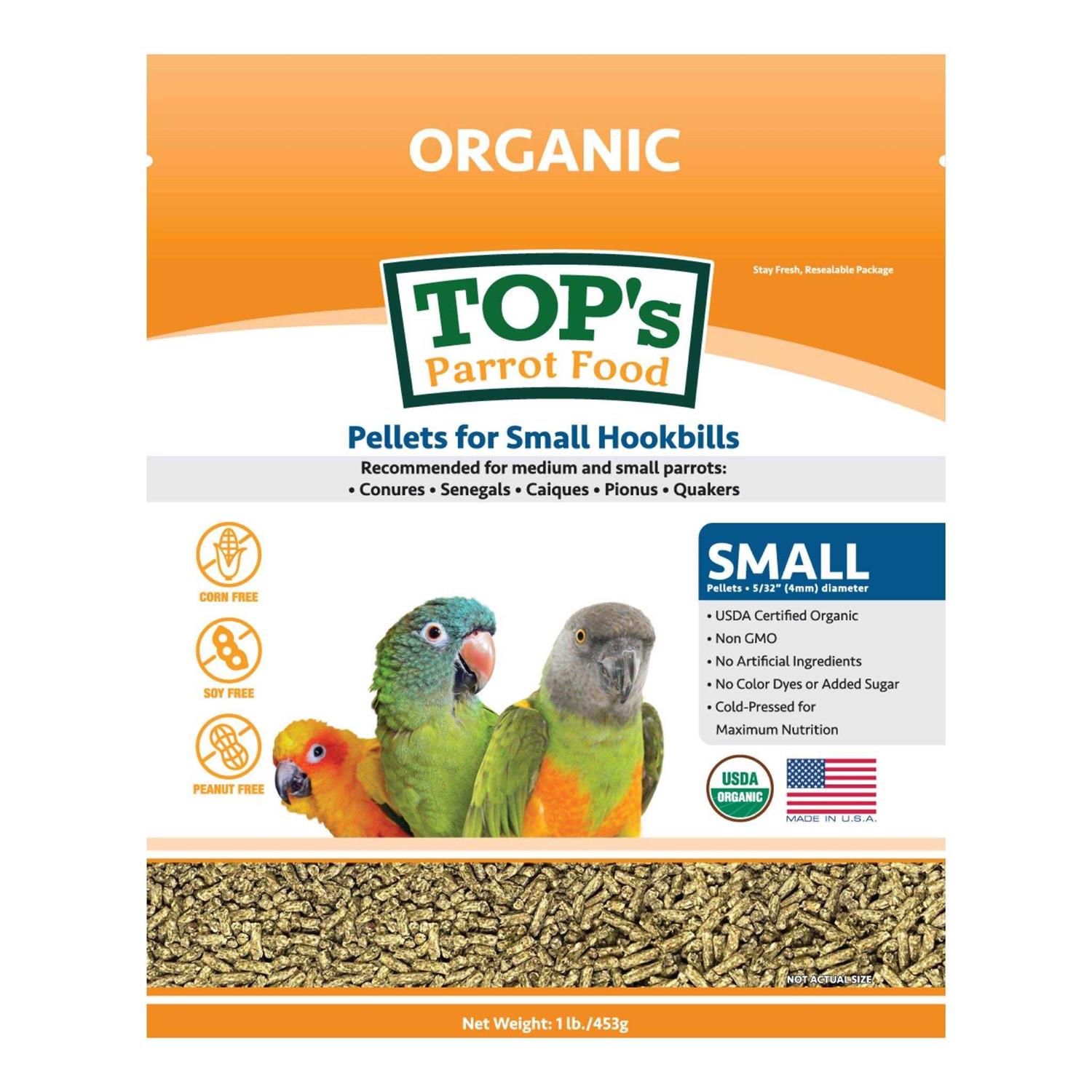 TOP's Parrot Food Organic Small Pellets