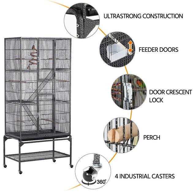 Alternative view of Yaheetech 69-in Parrot Cage with Detachable Stand