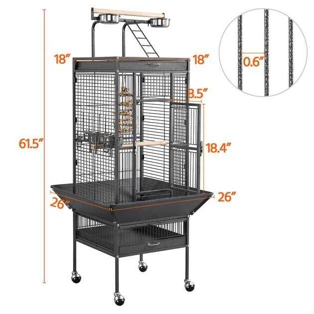 Alternative view of Yaheetech 61-in Rolling Parrot Cage & Playtop