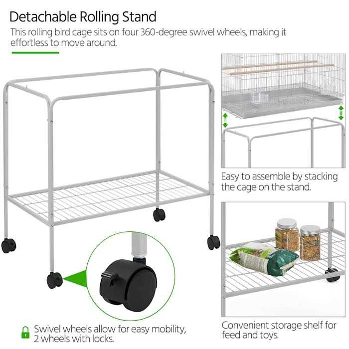 Alternative view of Topeakmart 47 Flight Cage with Slide-Out Tray and Rolling Detachable Stand for Birds