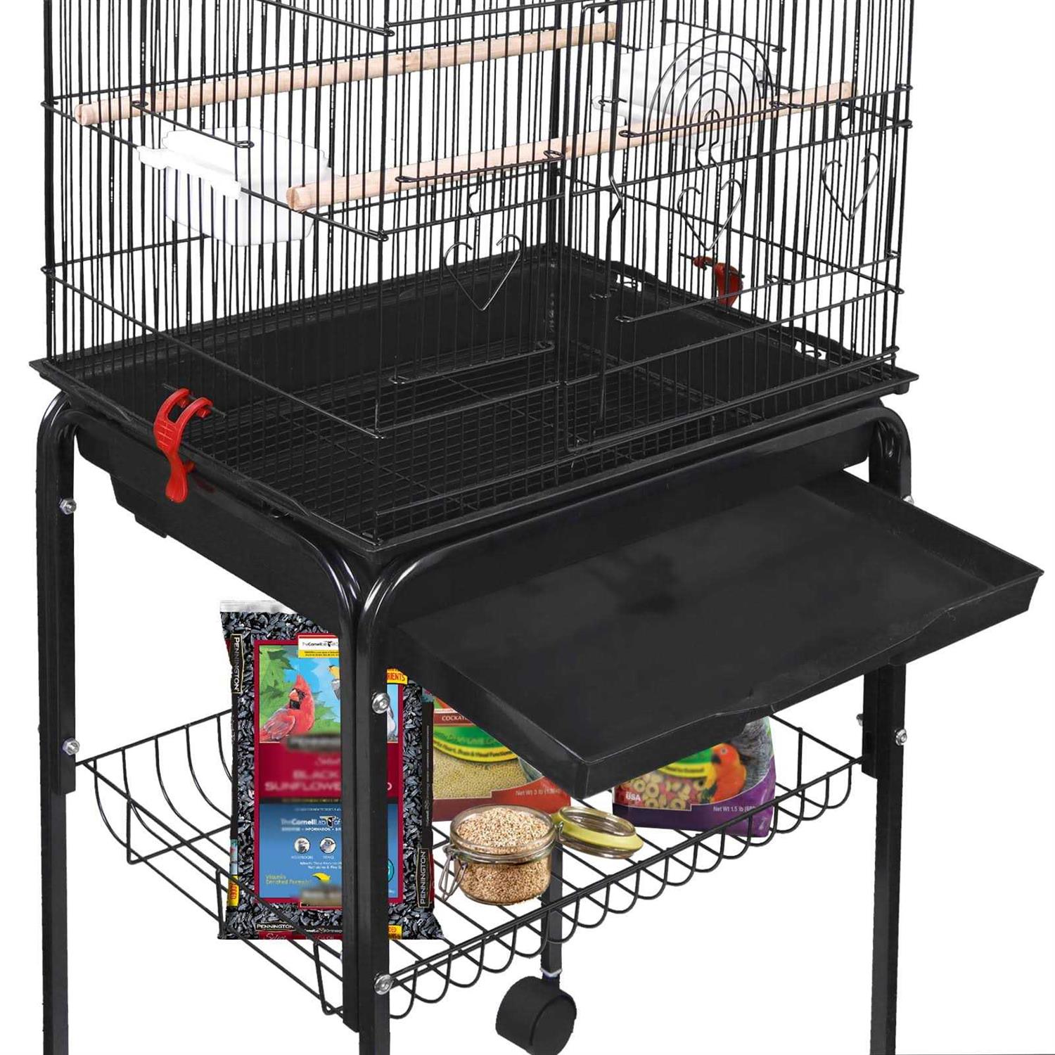 Alternative view of Zeny 59'' Bird Cage Large Wrought Iron Cage for Cockatiel Sun Conure Parakeet with Rolling Stand