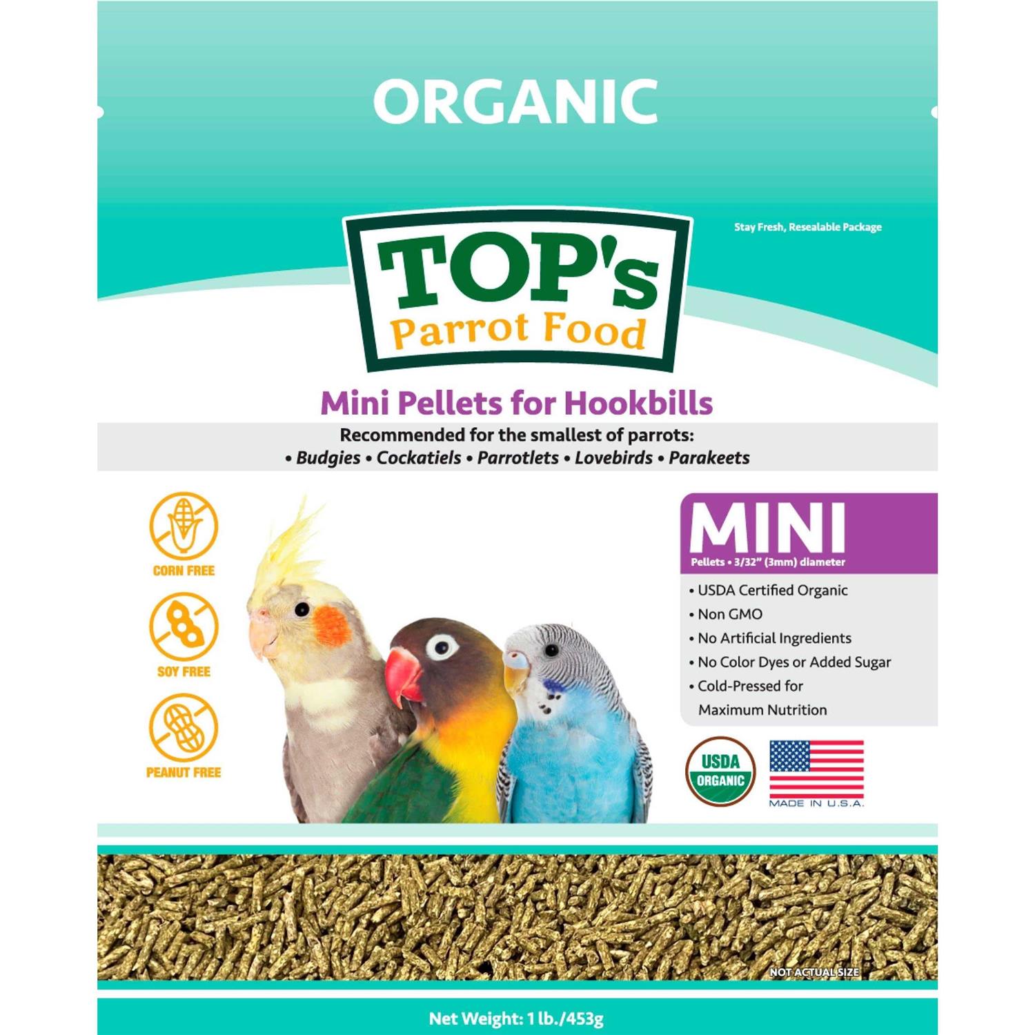 TOP's Parrot Food Mini Pellets 1lb Bird Food