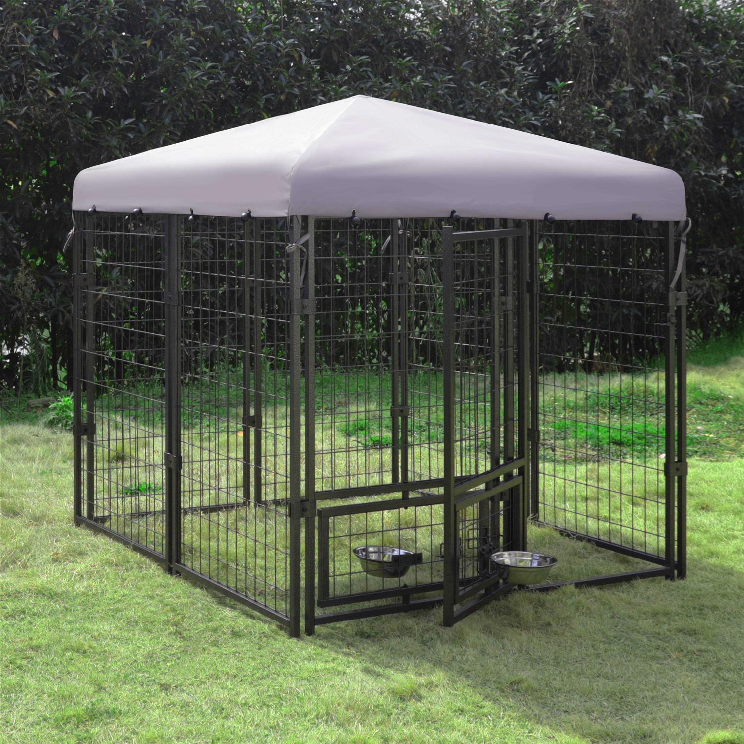 Alternative view of Veikous Outdoor Dog Kennel Rotating Feeding Door and Cover