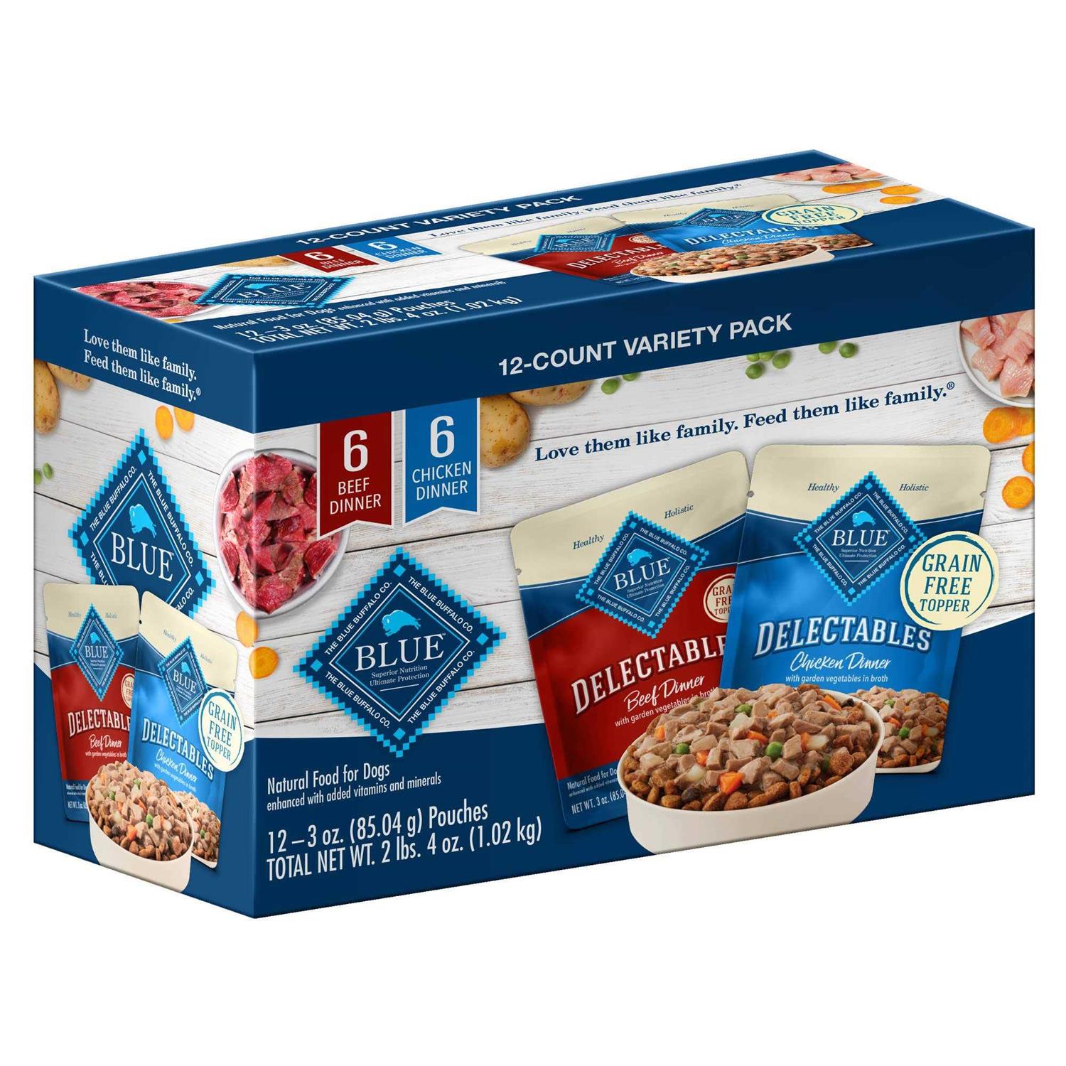Blue Buffalo Delectables Natural Wet Dog Food Topper Variety Pack