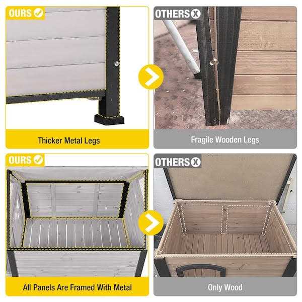 Alternative view of Aivituvin Outdoor Dog House with Porch Strong Iron Frame