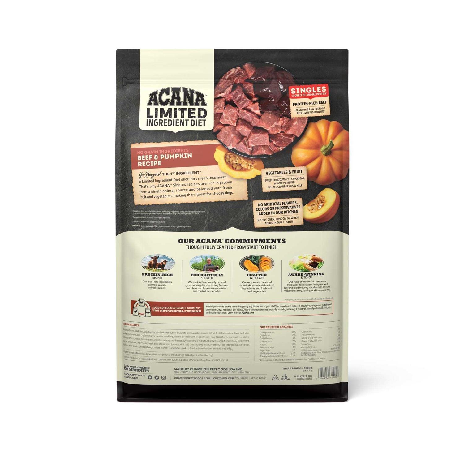 Alternative view of Acana Singles Beef & Pumpkin Dry Dog Food