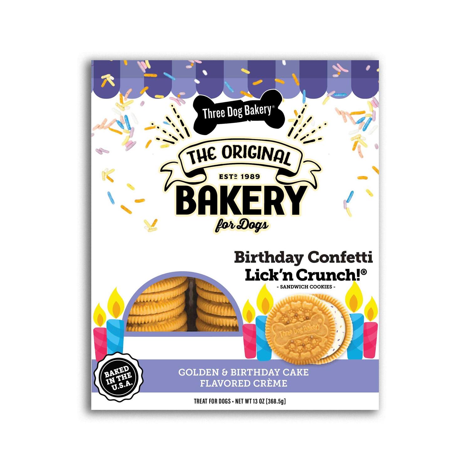 Three Dog Bakery Birthday Confetti Lick'n Crunch Dog Treats