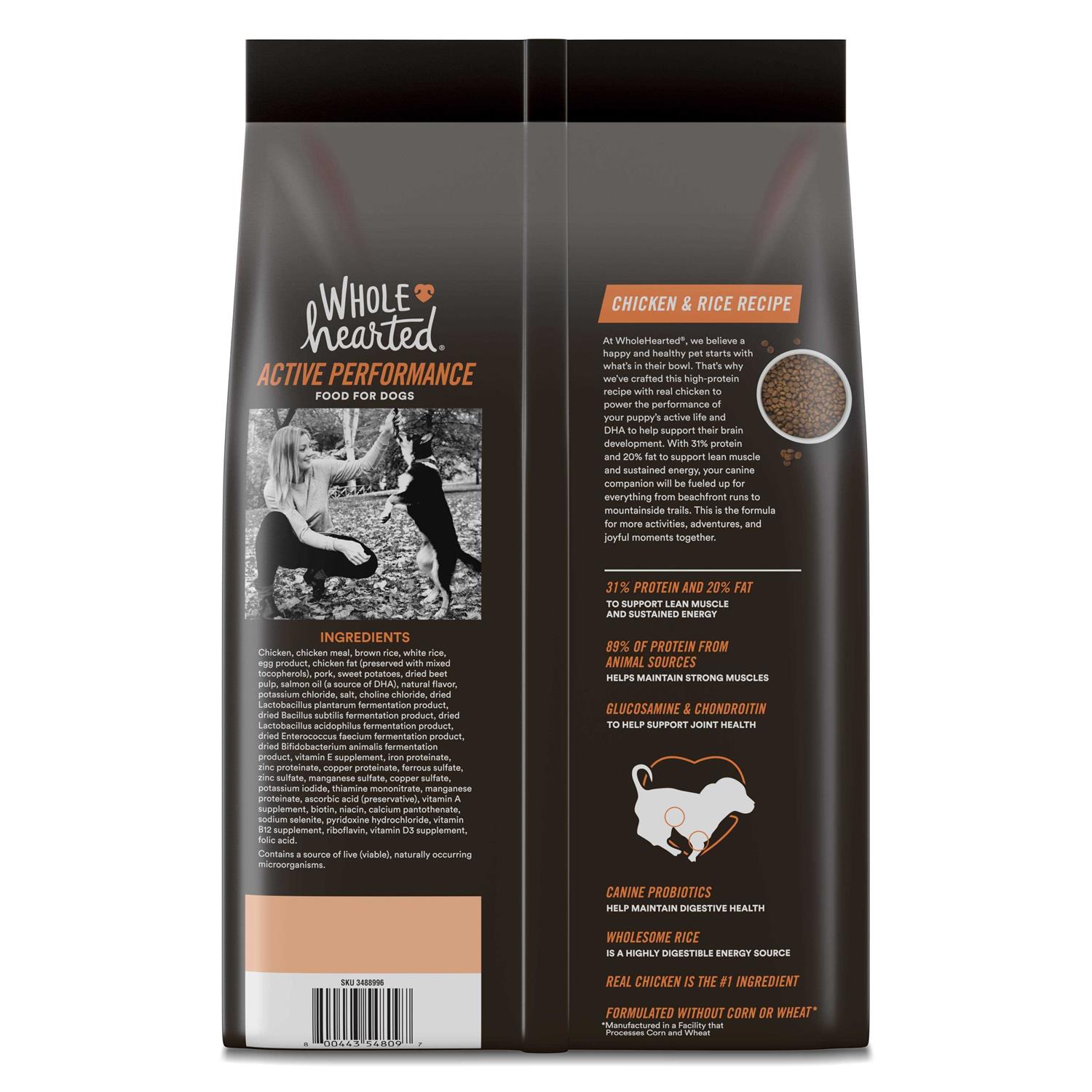 Alternative view of WholeHearted Active Performance High-Protein Chicken & Rice Recipe Dry Puppy Food
