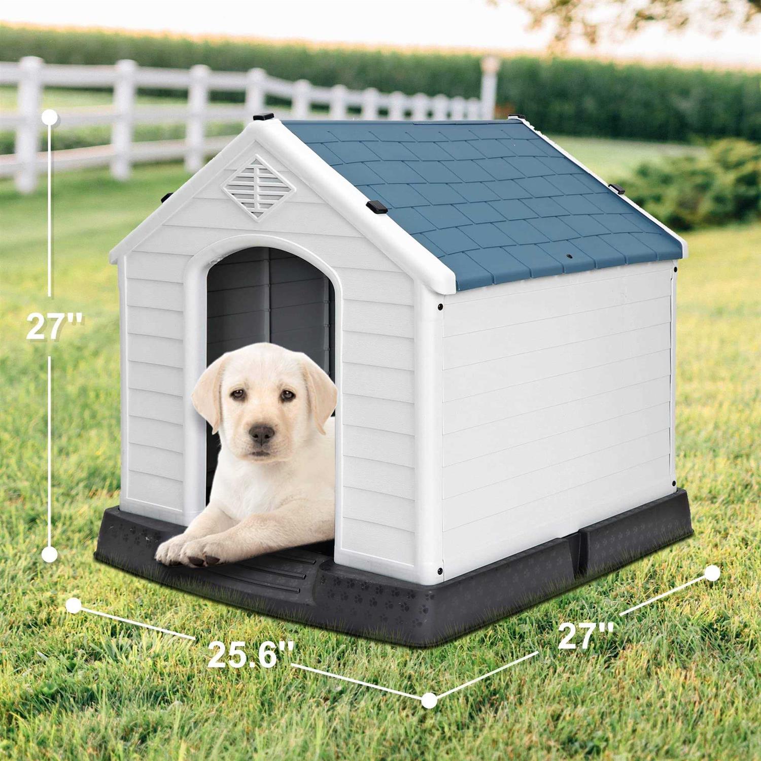 Alternative view of ZENY Plastic Dog House Waterproof Dog Kennel with Air Vents and Elevated Floor All Weather Indoor Outdoor Insulated Doghouse Puppy Shelter