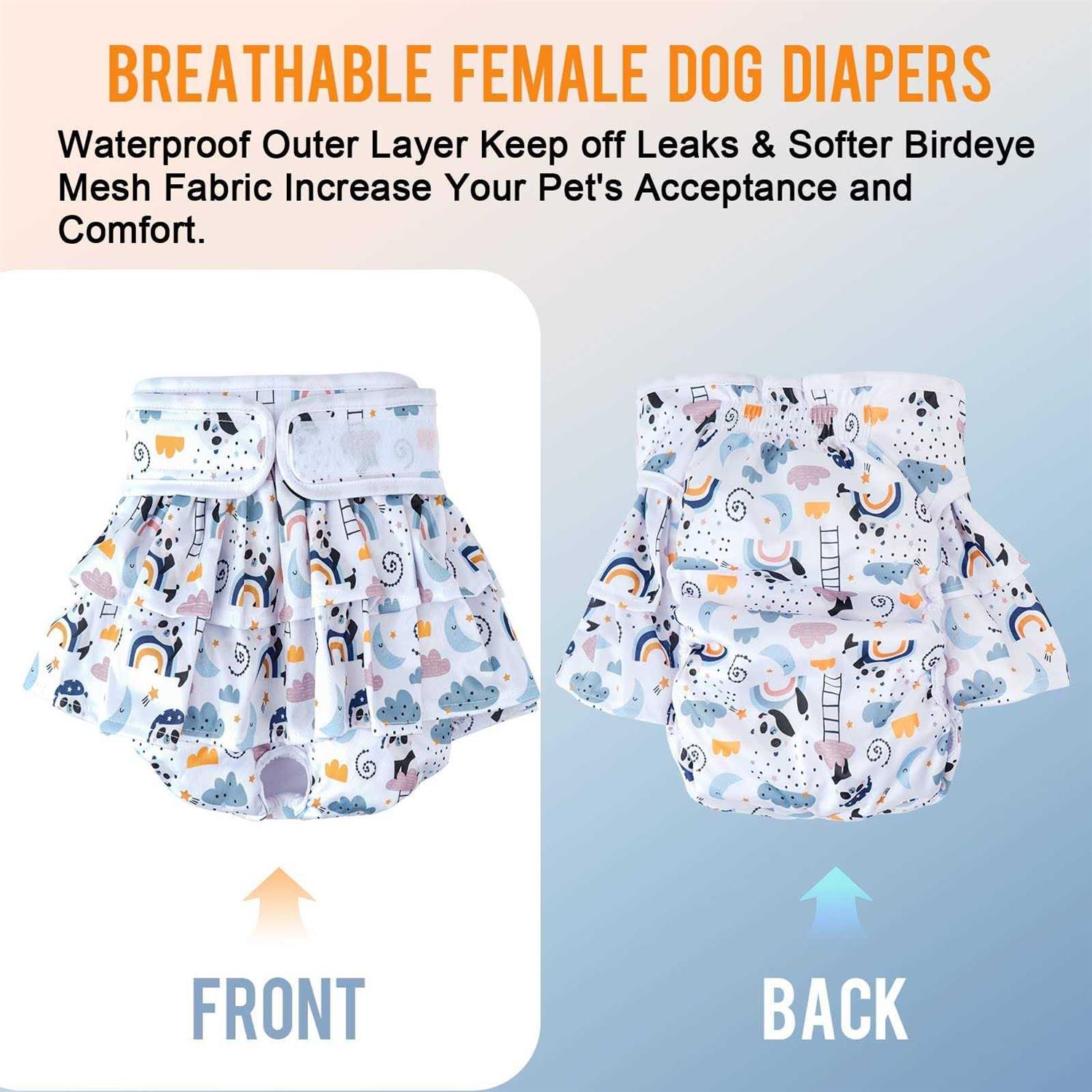 Alternative view of Tsikavo Washable Dog Diapers Female 3 Pack Premium Reusable Doggie Diapers,High Absorbency Leak-Proof Puppy Diapers for Female Dog in Heat