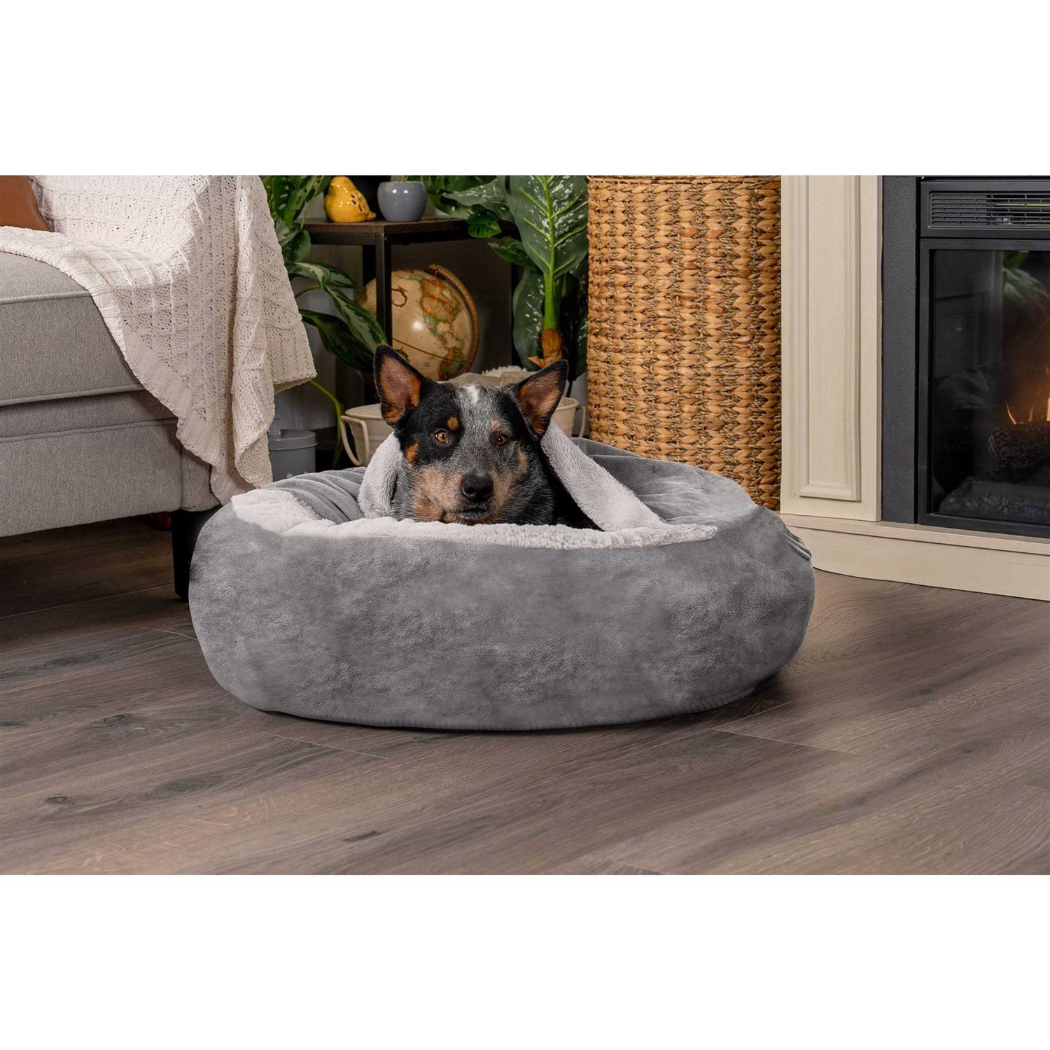 Alternative view of Velvet & Wave Faux Fur Hooded Donut Bed FurHaven