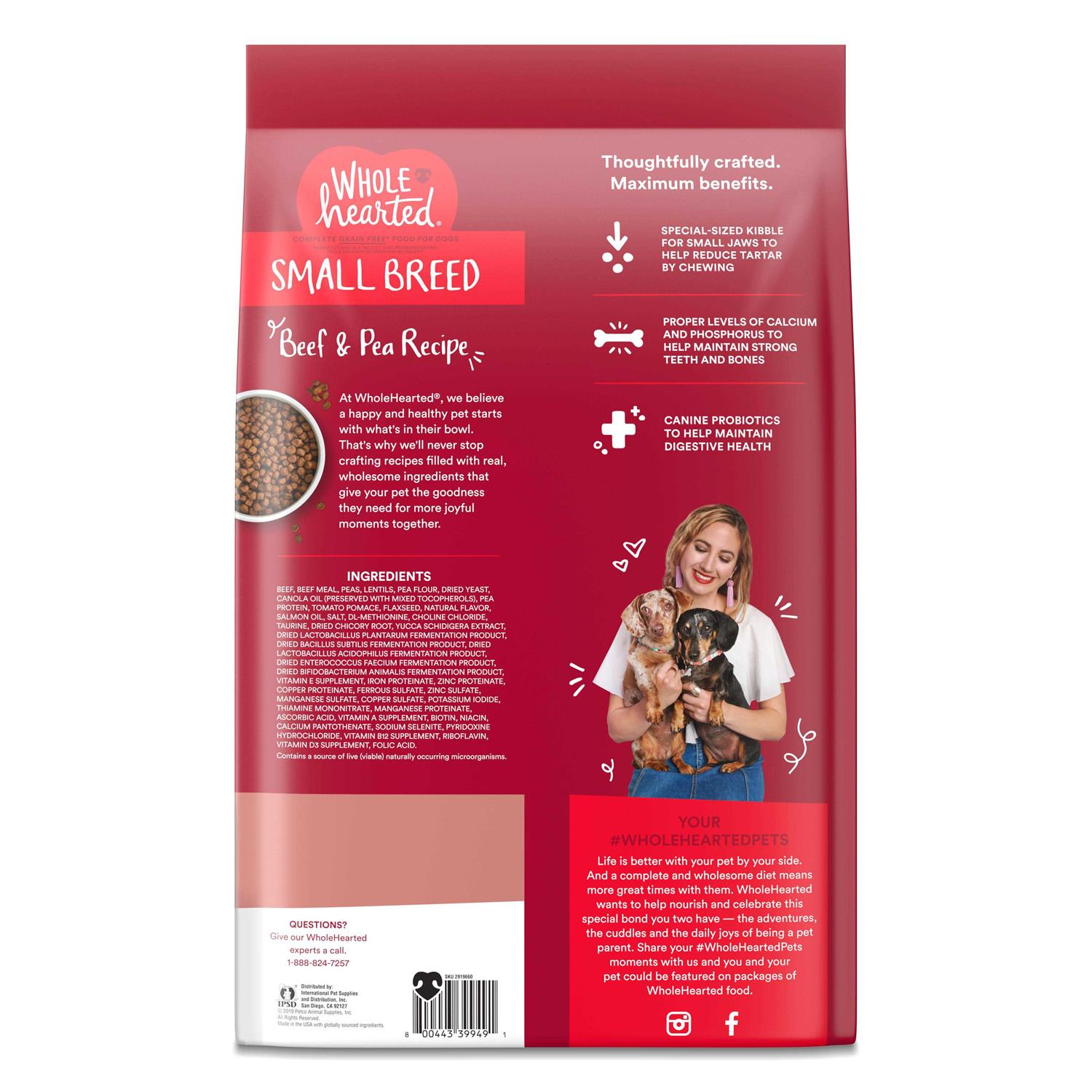 Alternative view of WholeHearted Grain Free Beef & Pea Recipe Small Breed Adult Dry Dog Food