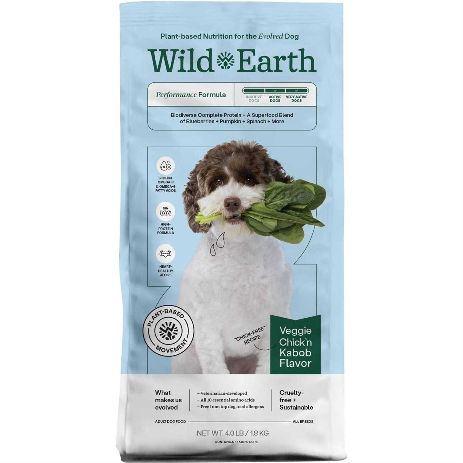 Wild Earth Veggie Chick'n Kabob Flavor Performance Formula Dry Dog Food