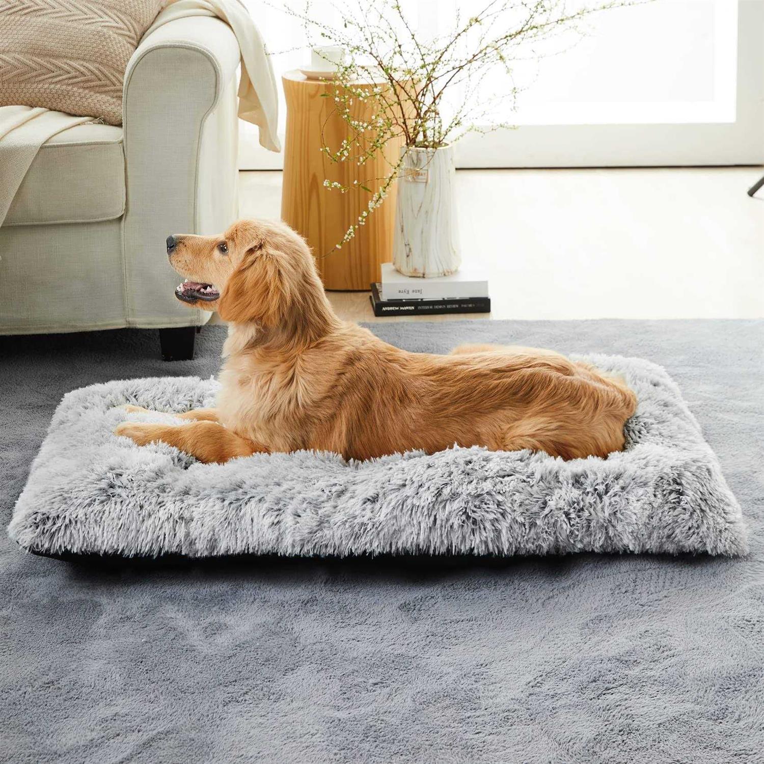 Alternative view of BFPETHOME Dog Beds for Large Dogs Plush Dog Crate Bed Fluffy Cozy Kennel Pad for Sleeping &Ease Anxiety