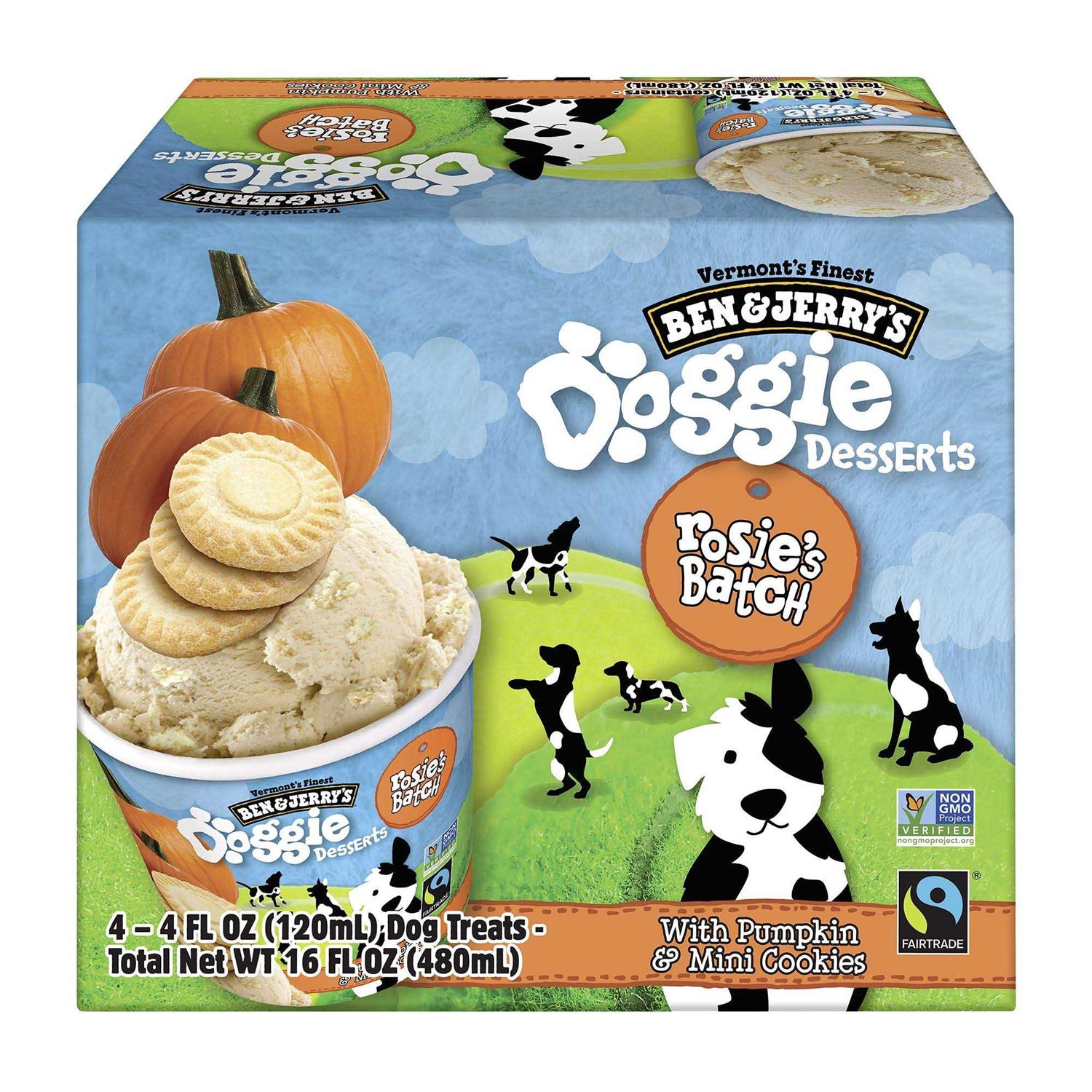 Ben & Jerry's Rosie's Batch Doggie Desserts Frozen Dog Treat Pumpkin & Mini Cookies