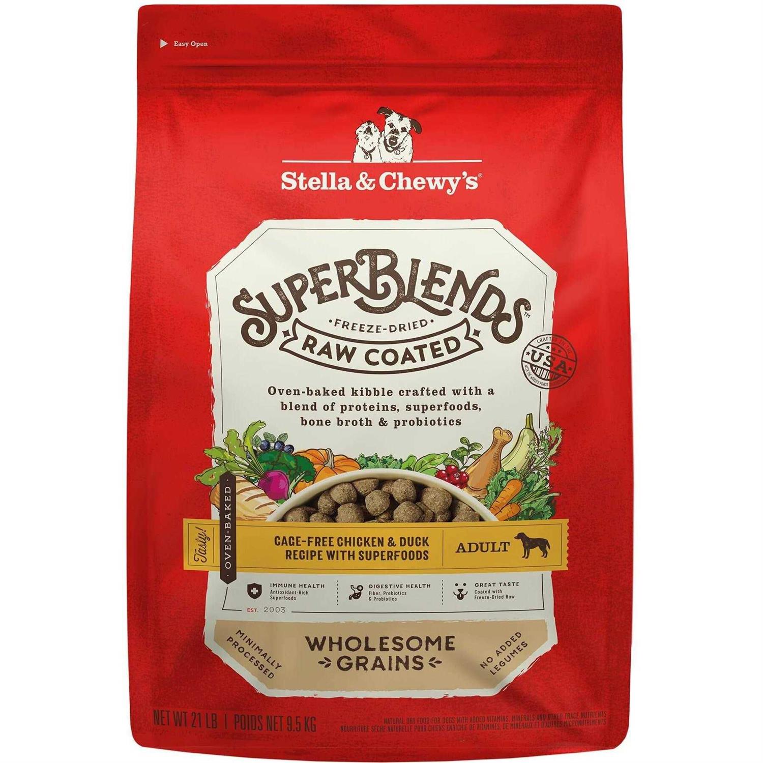 Stella & Chewy's SuperBlends Raw Wholesome Grains Cage Free Chicken & Duck Recipe with Superfoods