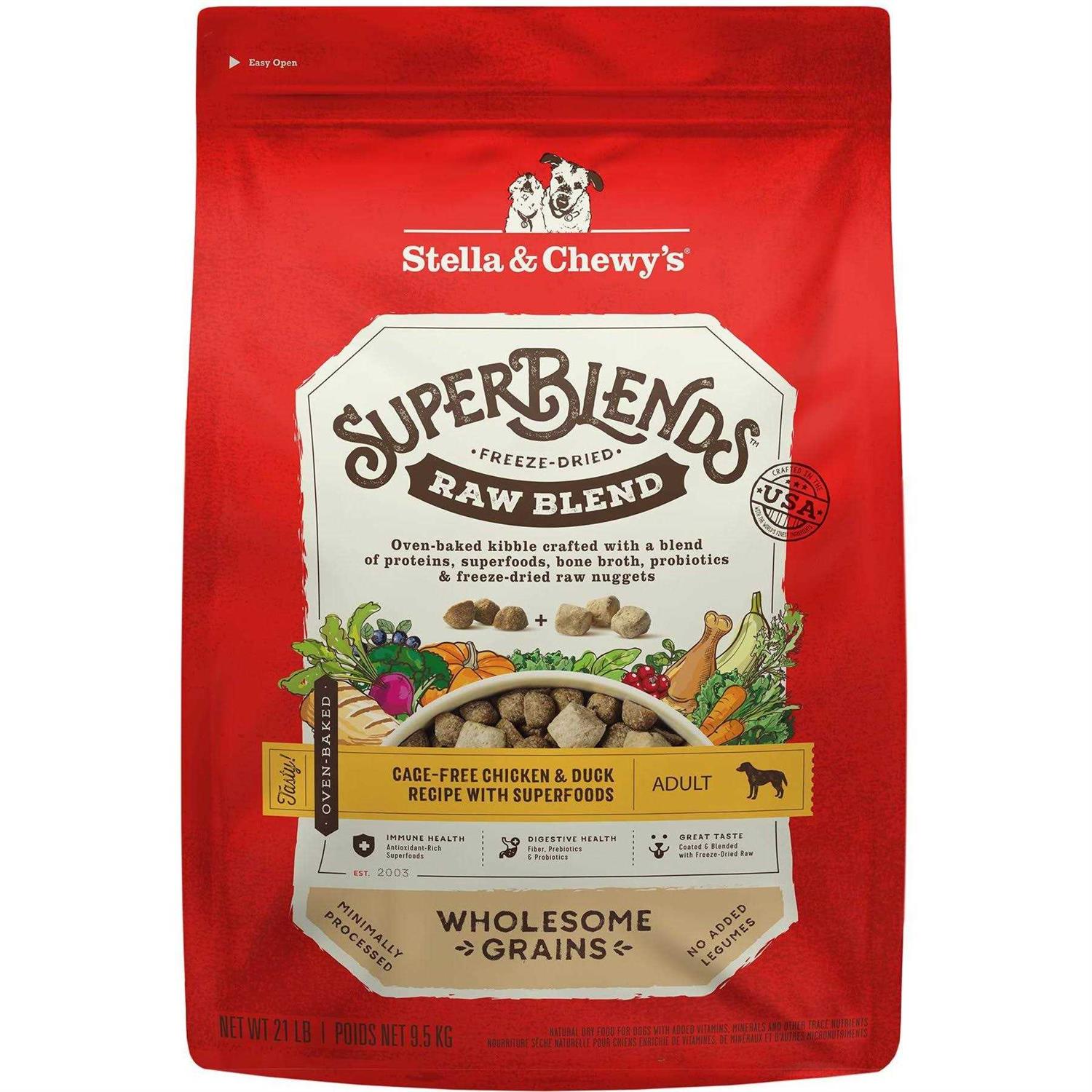 Stella & Chewy's SuperBlends Raw Wholesome Grains Cage Free Chicken & Duck Recipe with Superfoods