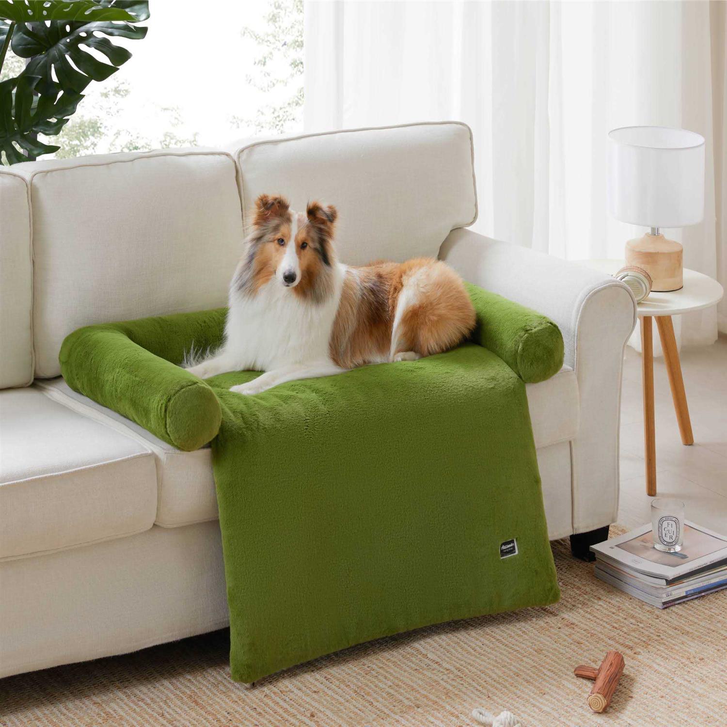 Allisandro Calming Dog Sofa Cover Bed Luxury Faux Fur Pet Couch Protector Bed