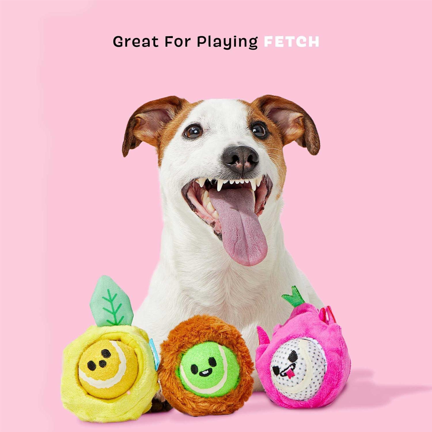 Alternative view of Barkbox Fruity Cutie Tropical Trio Dog Toys Squeaker Ball Toys