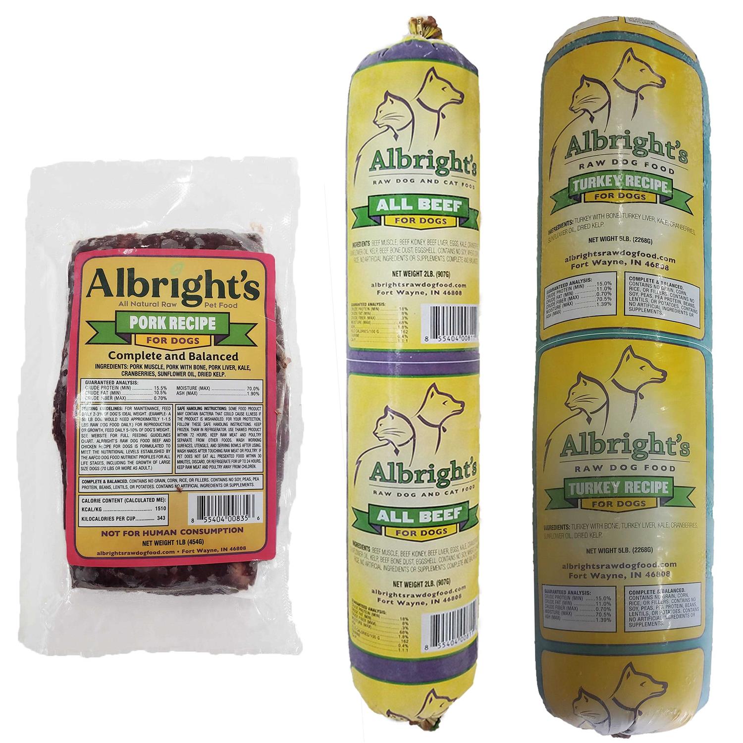 Albright's Raw Frozen Dog Food Chubs