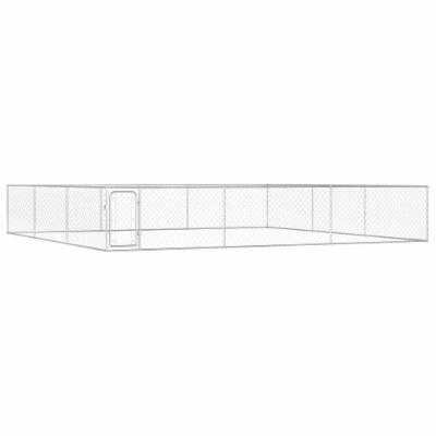 vidaXL Outdoor Dog Kennel Galvanized Steel 19.7'x19.7'x3.3