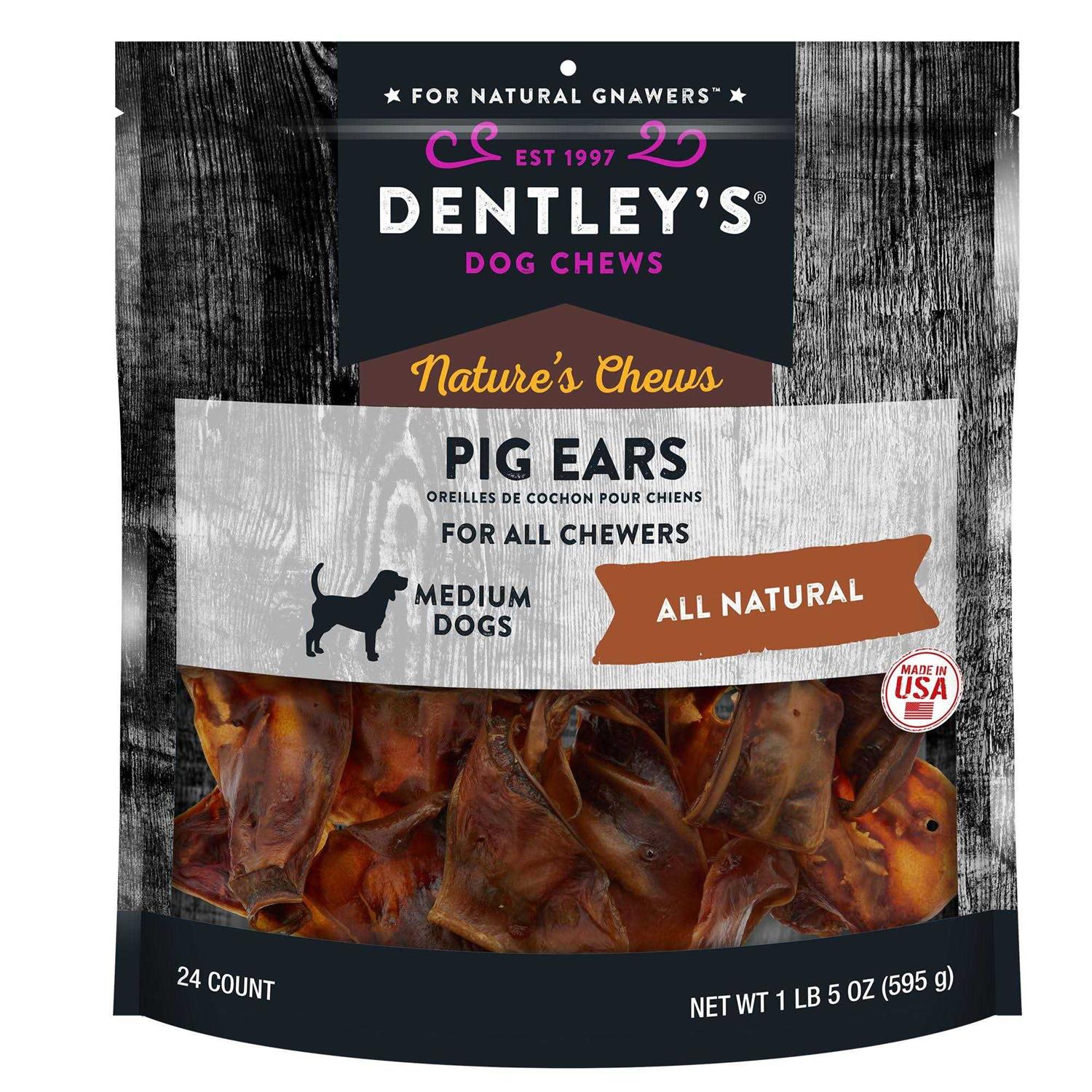 Dentley's Nature's Chews Pig Ears Dog Treats