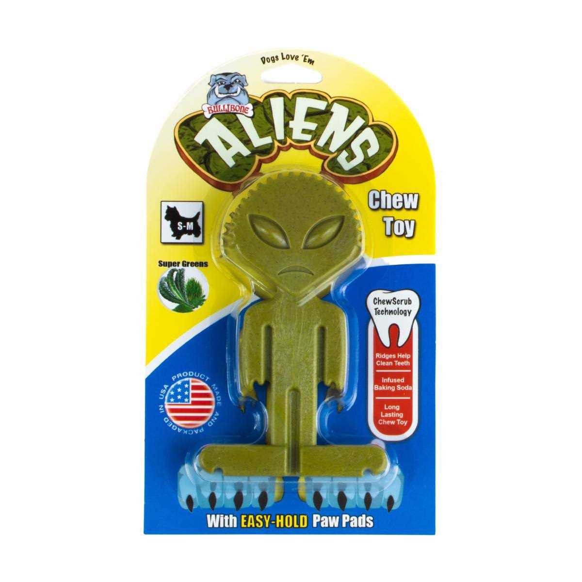 Bullibone Small Alien Bone Dog Chew Toy for Small Dogs With Easy Hold Grips