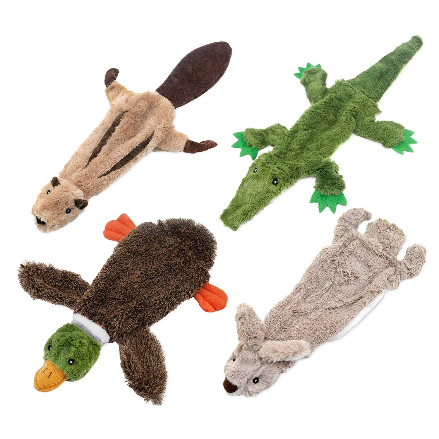 Best Pet Supplies 2-in-1 Stuffless Squeaky Dog Toys with Soft, Durable Fabric for Small