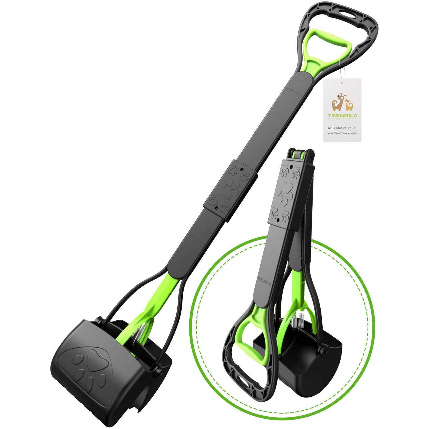 TIMINGILA 33 Long Handle Portable Pet Pooper Scooper for Large and Small Dogs,High Strength Material and Durable Spring,Great for Lawns