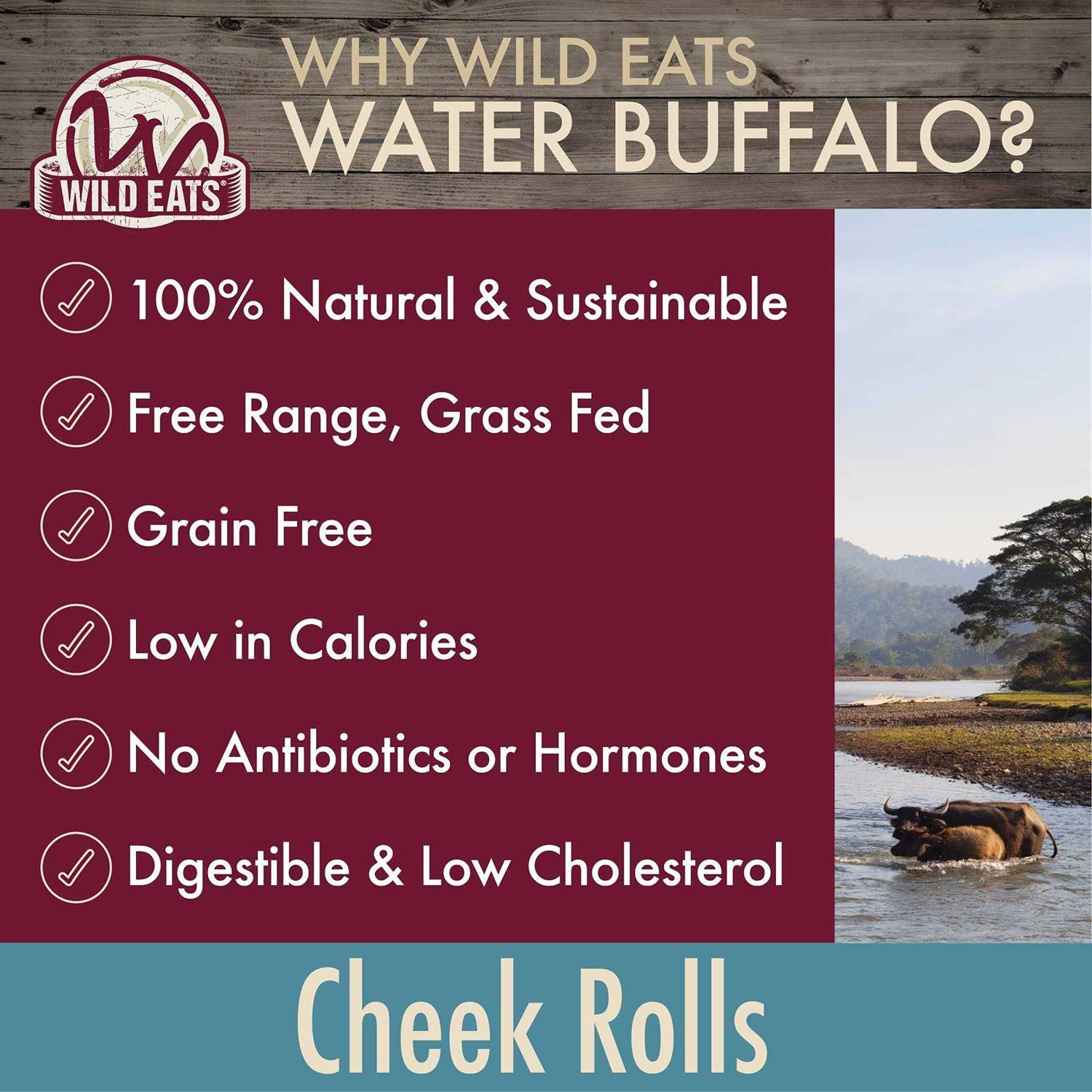 Alternative view of Wild Eats Water Buffalo Retriever Style Cheek Roll Dog Chews-5 Pack