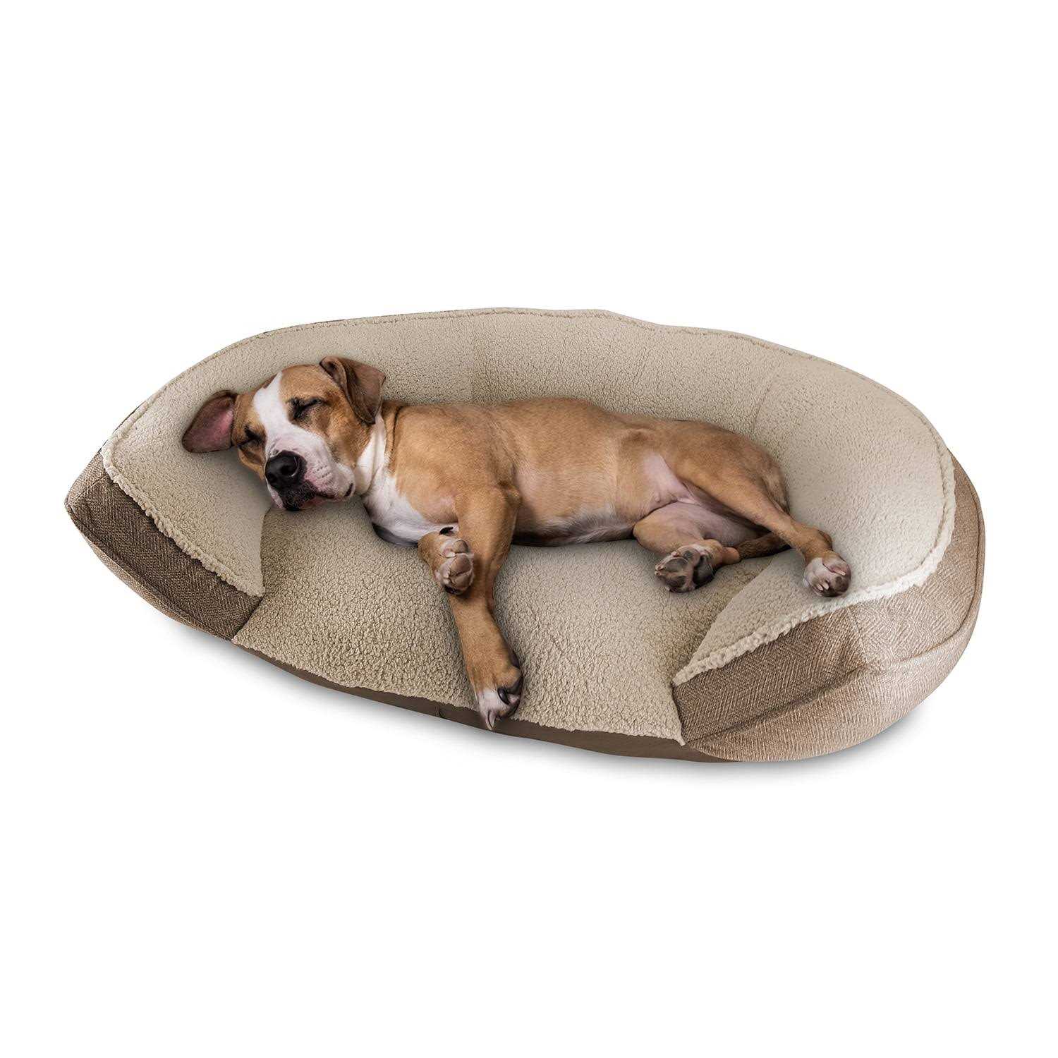 Canine Creations Arlee Cozy Oval Round Cuddler Pet Dog Bed
