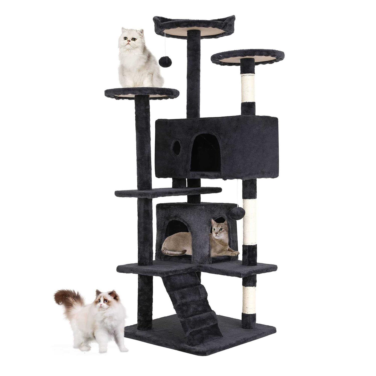 Bestpet 54in Cat Tree Tower with Cat Scratching Posts Stand House Cat Condo with Funny Toys
