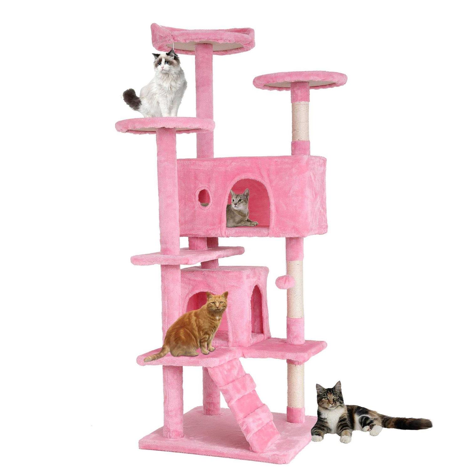 Bestpet 54in Cat Tree Tower with Cat Scratching Posts Stand House Cat Condo with Funny Toys