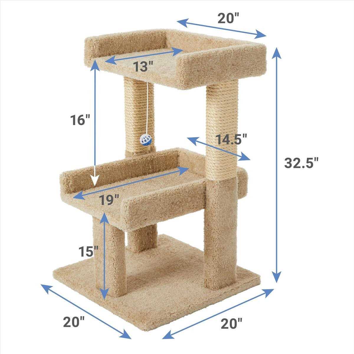 Alternative view of Frisco 32-in Real Carpet Wooden Cat Tree with Toy