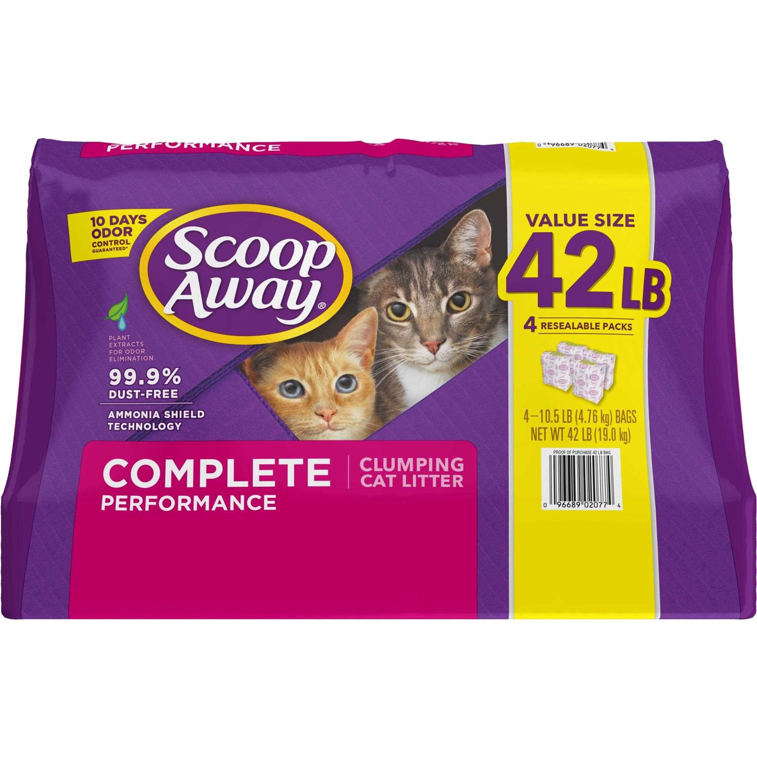 Scoop Away Complete Performance Fresh Scented Clumping Clay Cat Litter, 10.5-lb bag, pack of 4