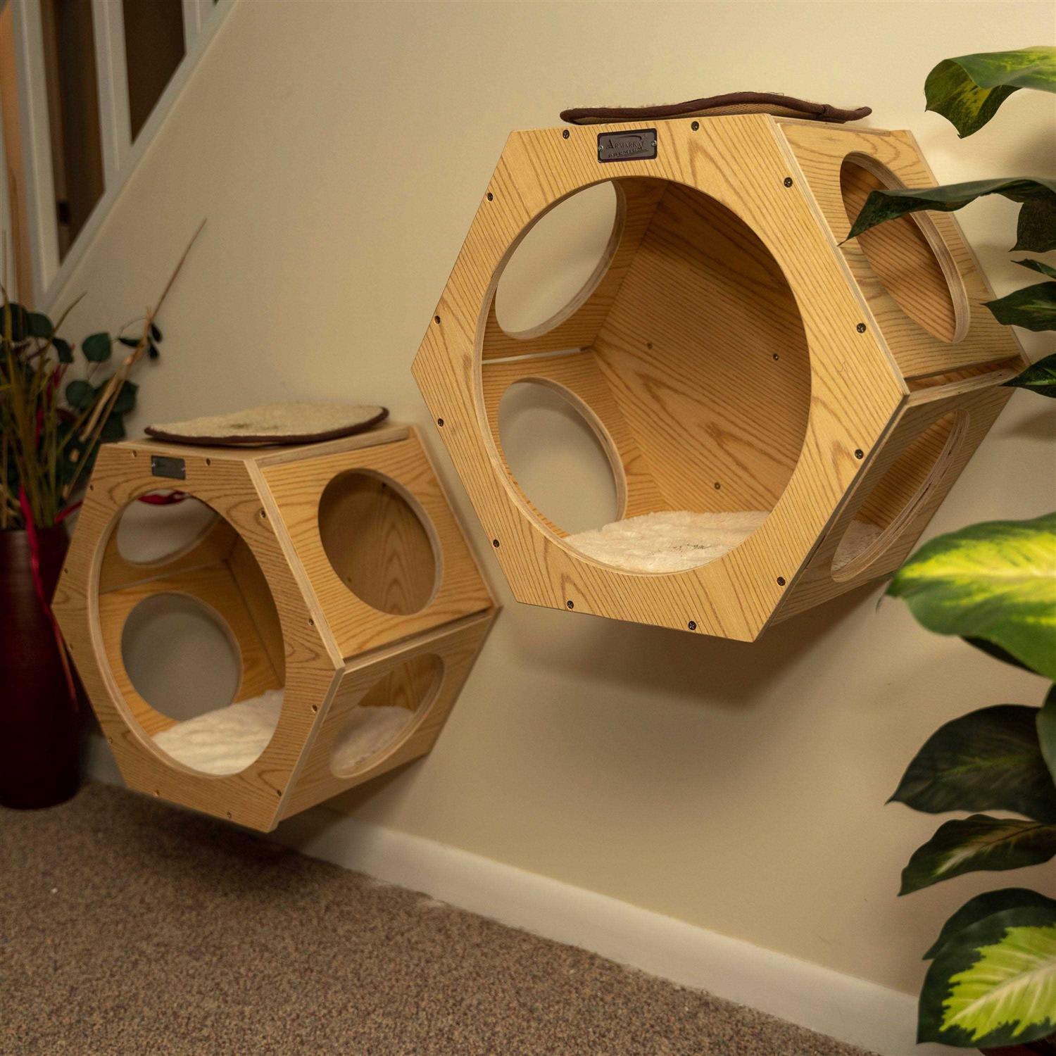 Alternative view of Armarkat Real Wood Wall Series Set of Two Natural Wood Wall Tree Additions