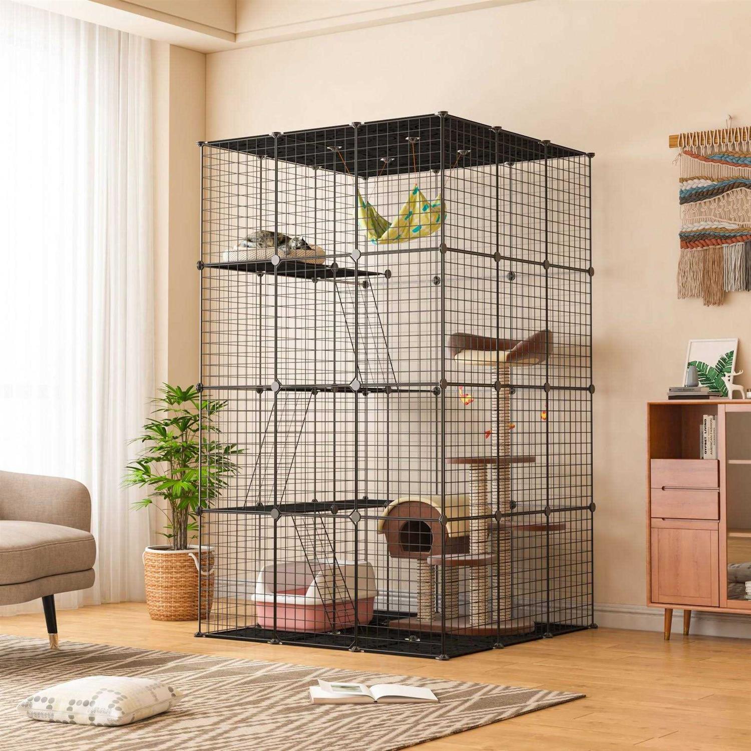 Coziwow DIY 4-Door Large Cat Cage Playpen