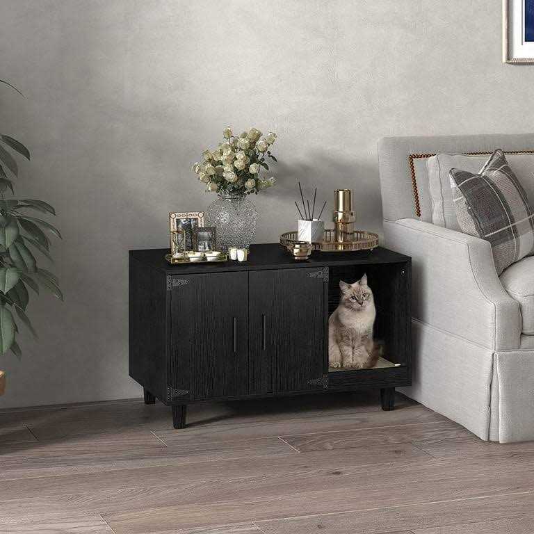 Alternative view of GDLF Modern Wood Pet Crate Cat Washroom Hidden Litter Box Enclosure Furniture House as Table Nightstand with Scratch Pad,Stackable