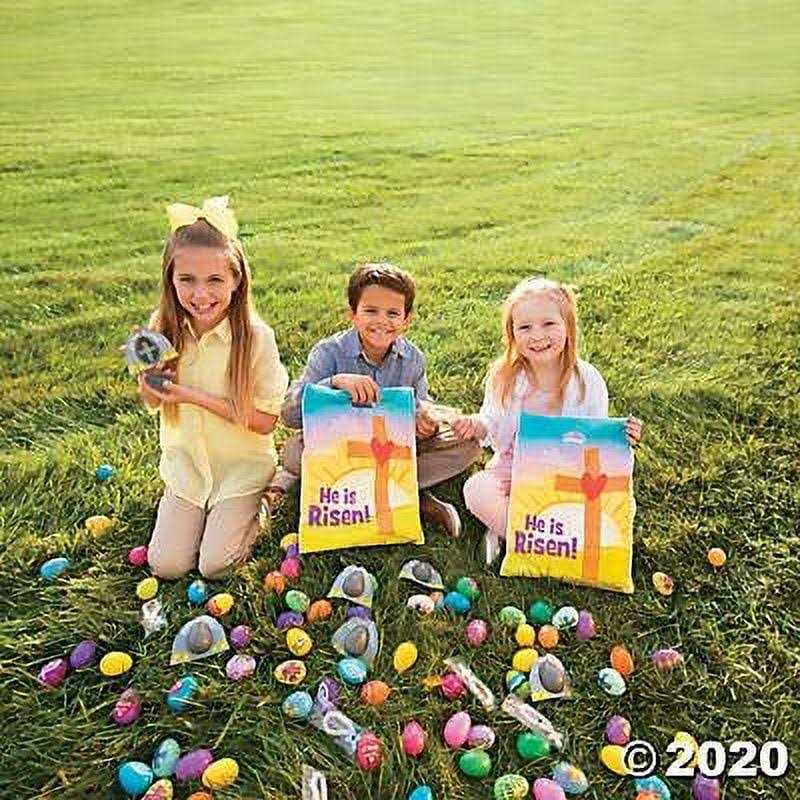 Alternative view of Glow-in-the-Dark He Has Risen Tomb Plastic Easter Eggs with Cross