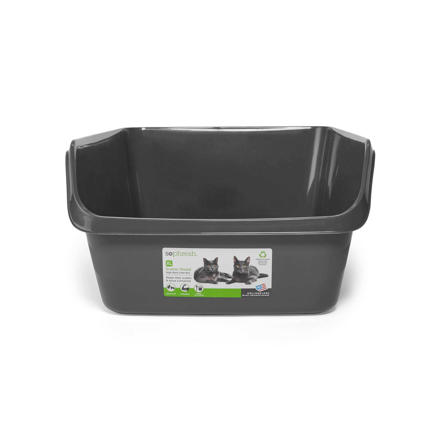 So Phresh Charcoal Shatter Shield High-Back Cat Litter Box