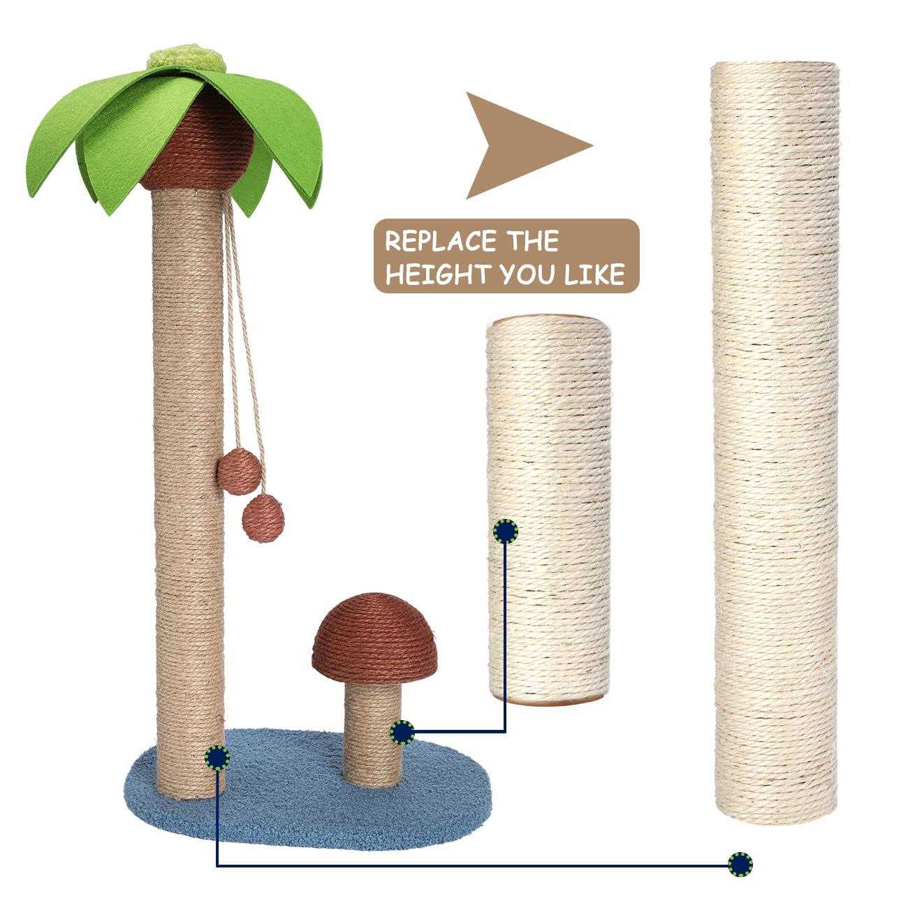 Alternative view of Barelove 4 Pack Cat Scratching Post Replacement 15.7“ 7.9 Natural Sisal Rope Scratcher Posts Refill for Indoor Kittens Tower