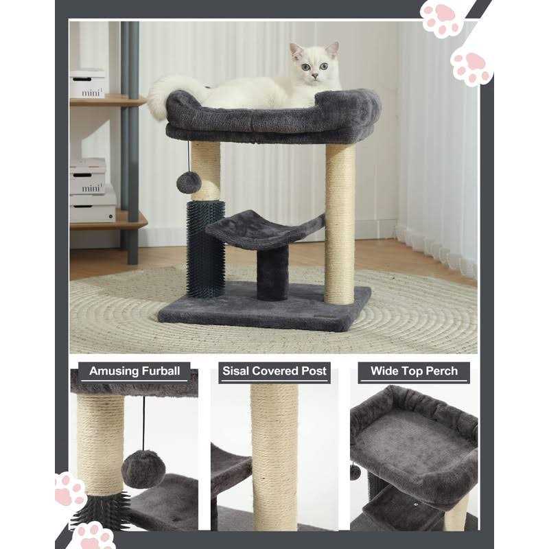 Alternative view of Hoopet cat Tree Tower,cat Scratching Post for Indoor Cats,Featuring with Super Cozy Perch,cat Self Groomer and Interactive Dangling Ball Great